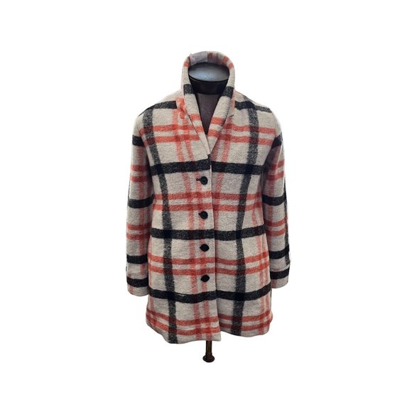 Cartonnier Jackets & Blazers - Cartonnier Anthropologie Hetty Wool Blend Plaid Coat Red Black Gray Size Small